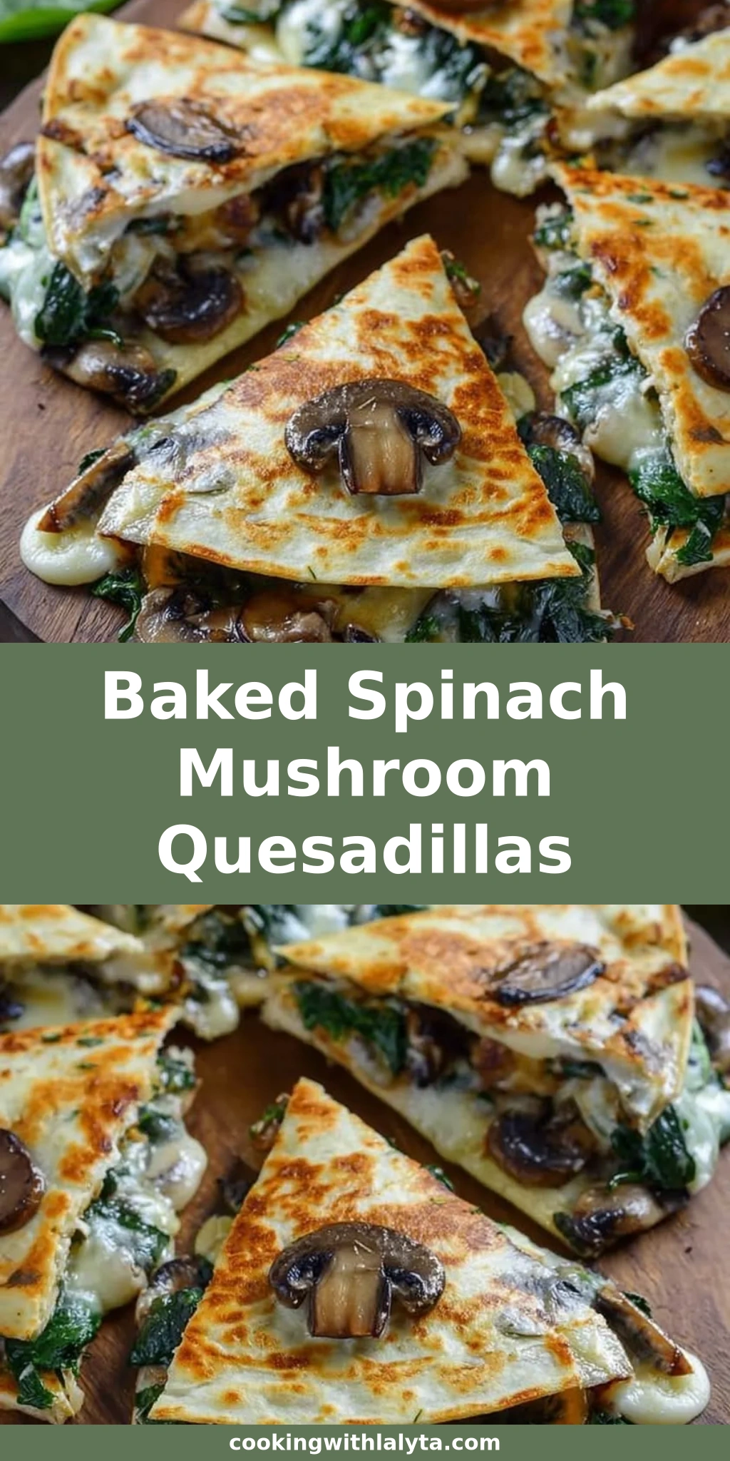 Baked Spinach Mushroom Quesadillas