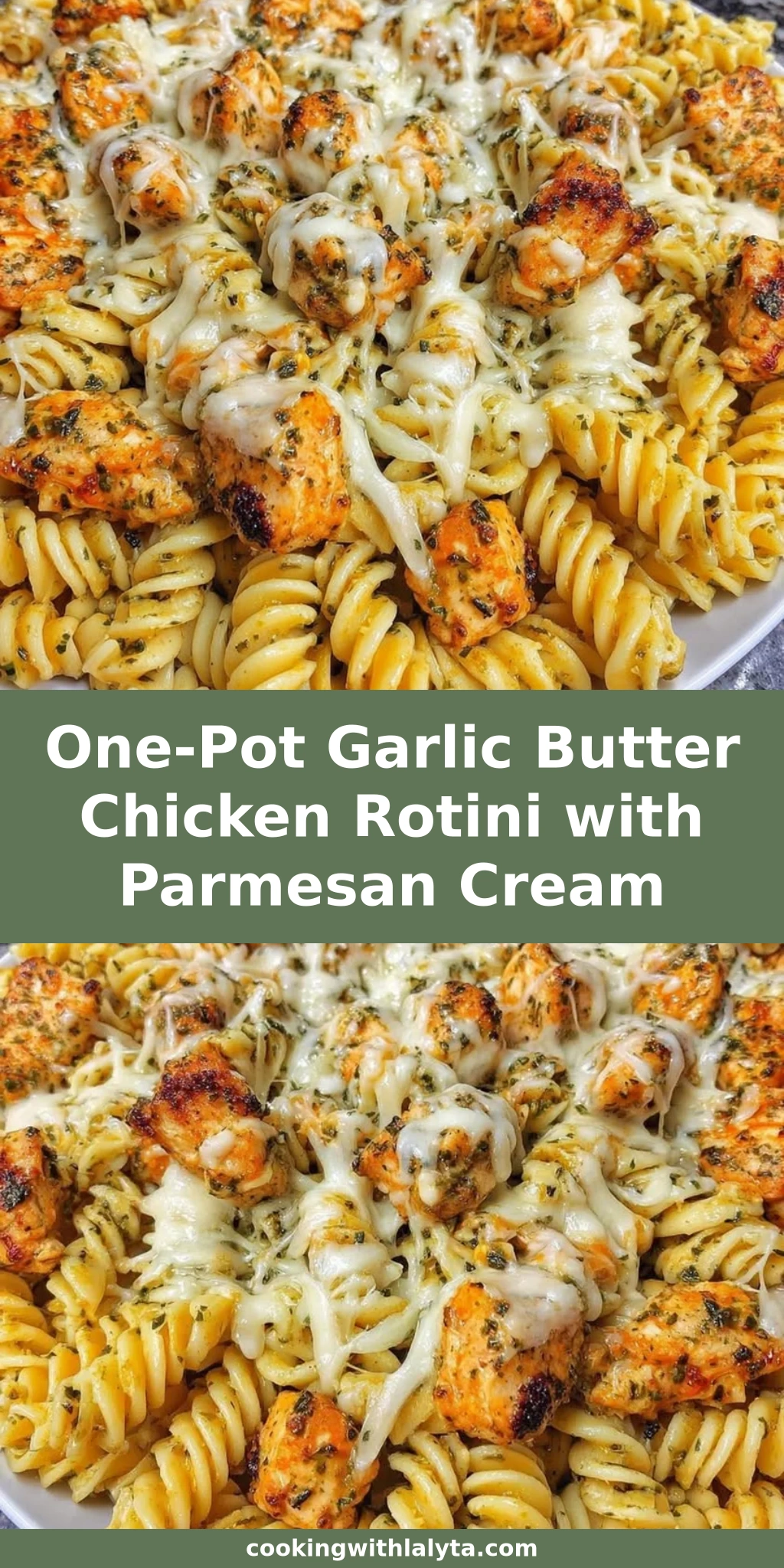 One-Pot Garlic Butter Chicken Rotini with Parmesan Cream