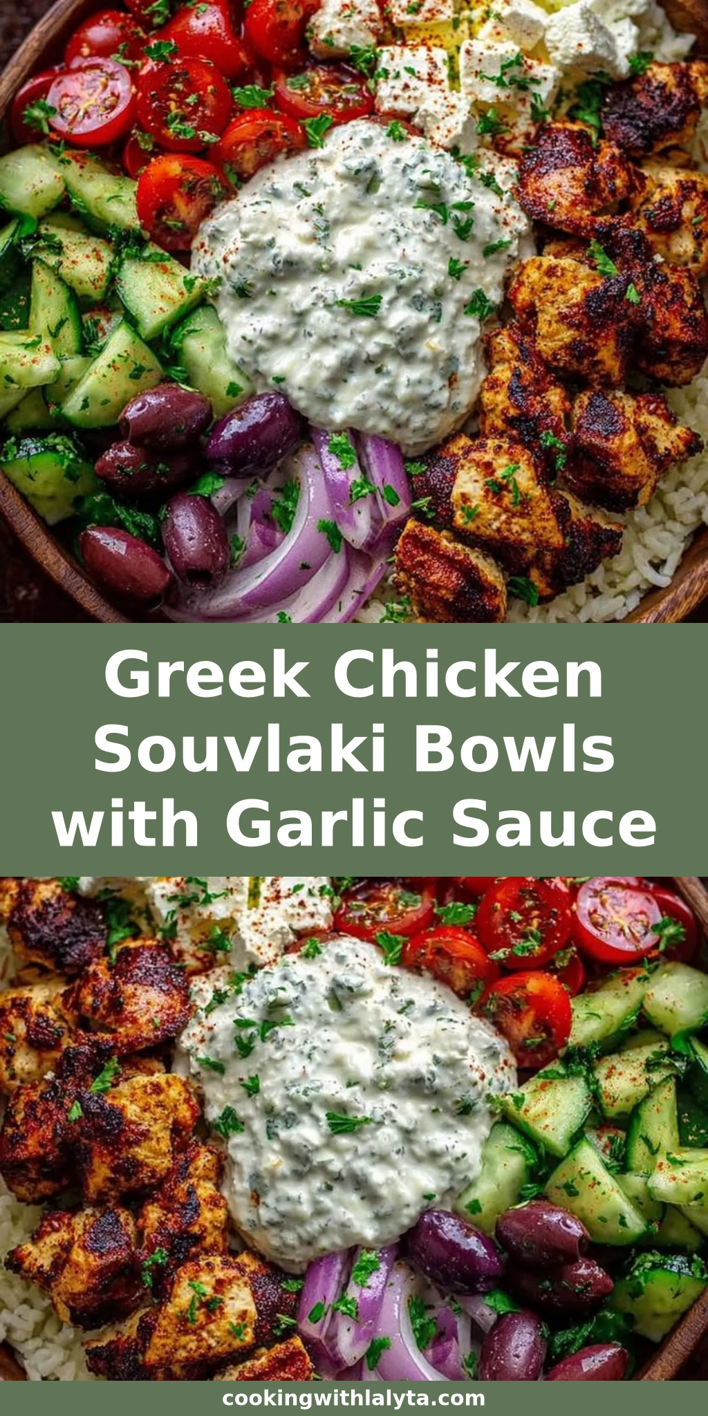 Greek Chicken Souvlaki Bowls with Garlic Sauce