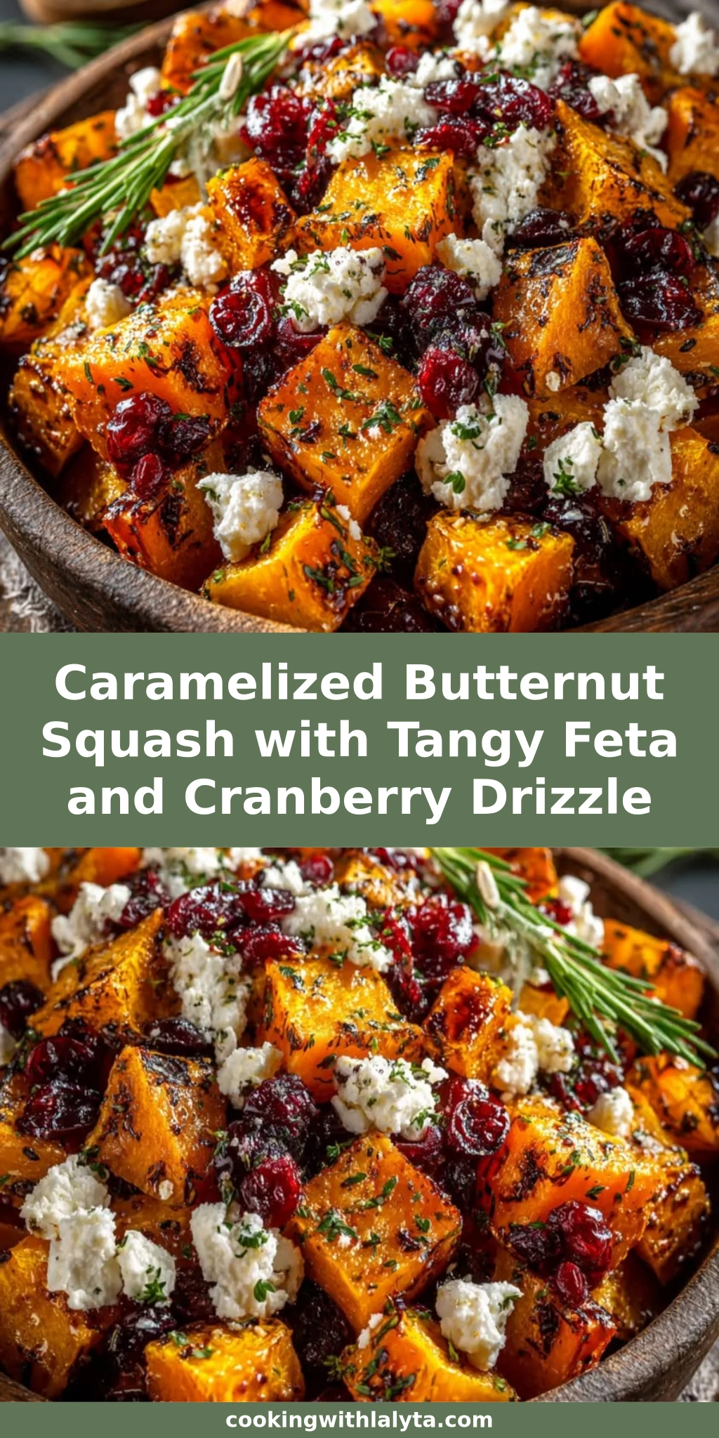 Caramelized Butternut Squash with Tangy Feta and Cranberry Drizzle