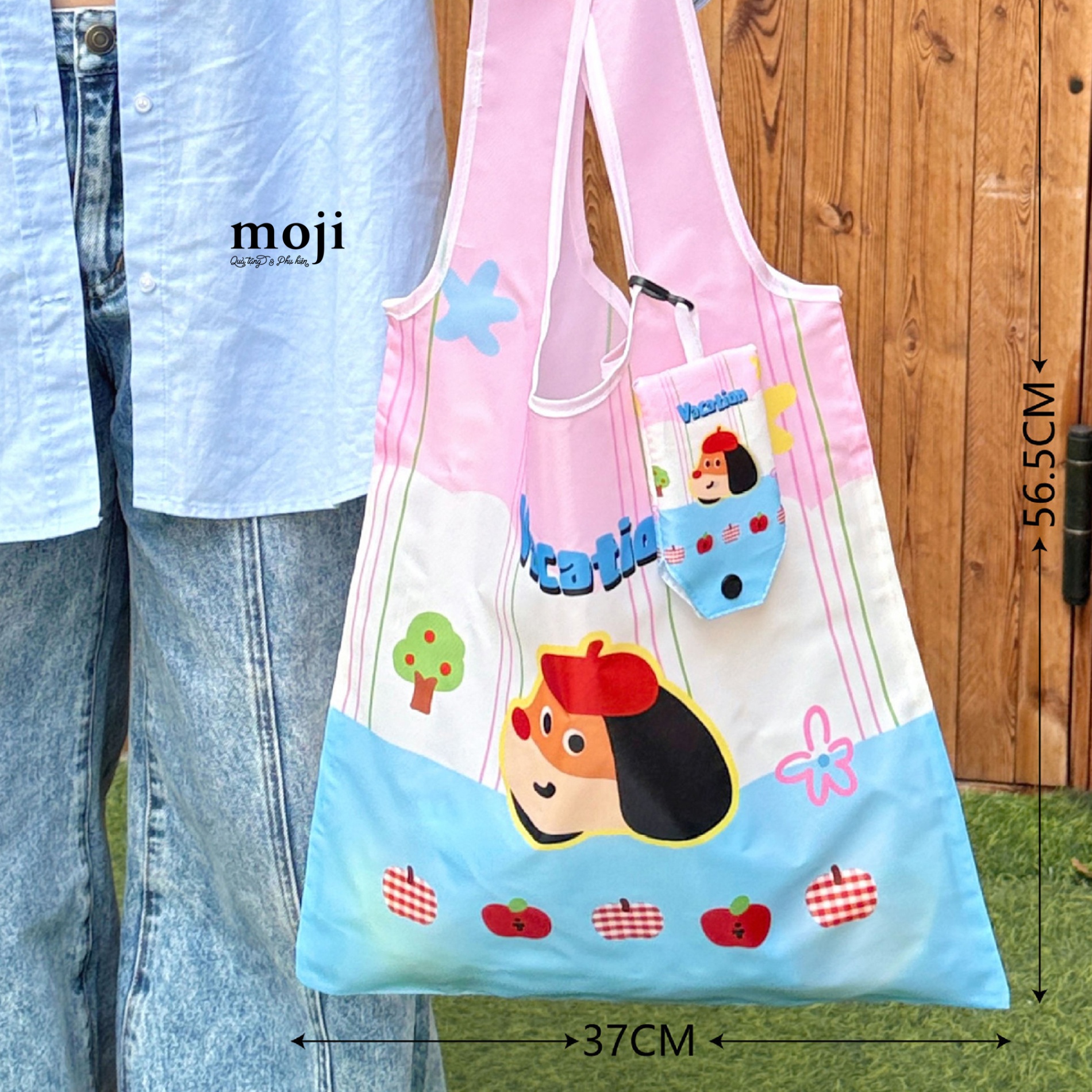 B.202 Túi đeo vai gấp gọn Cute dog vacation 37x56