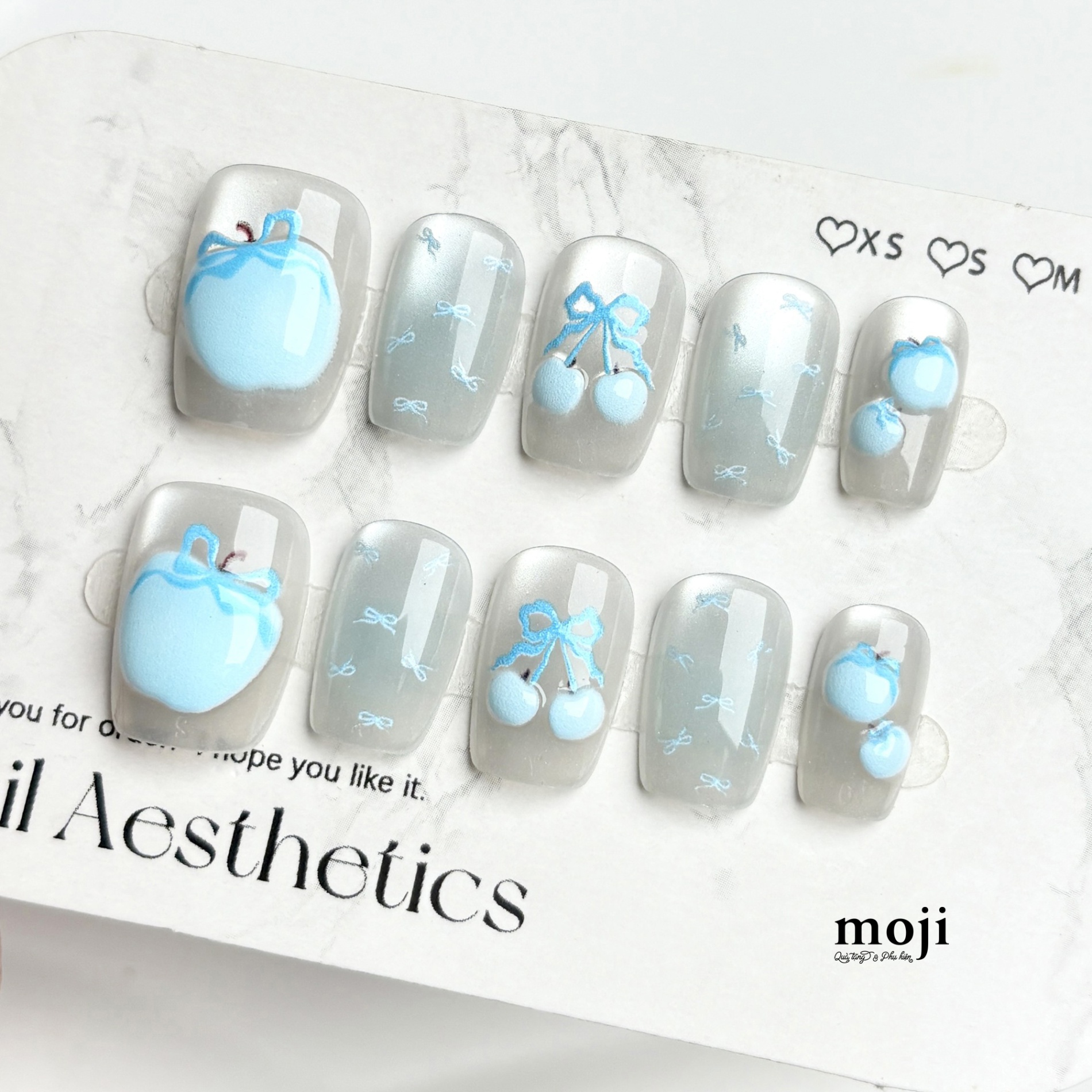 Móng tay giả Fruit Apple đeo nơ ngôi sao nhỏ WY363 set30