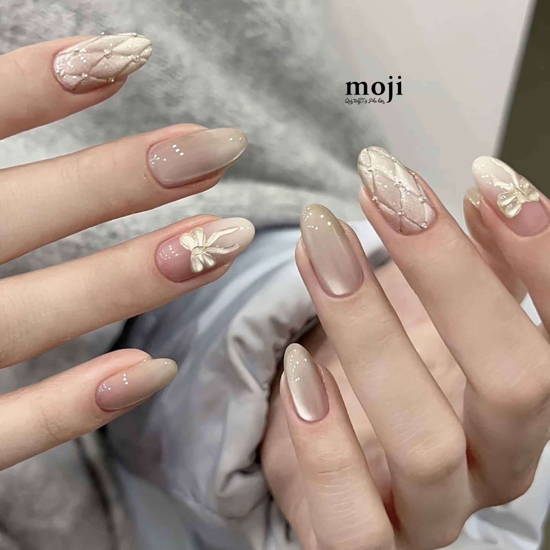 Móng tay giả Bow nơ quilted pattern WY256 set30