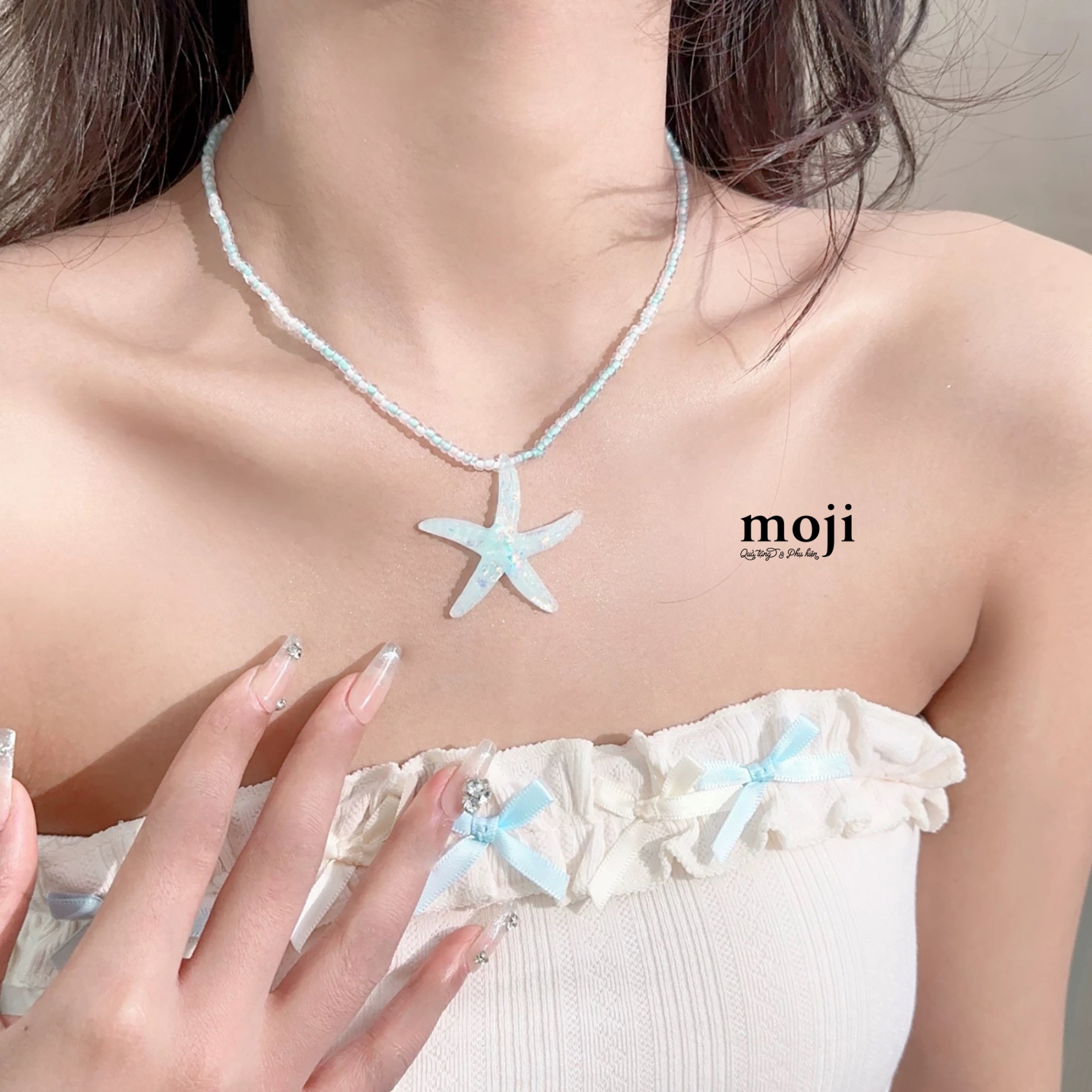 Dây chuyền MJ Ocean sao biển chuỗi hạt trong suốt