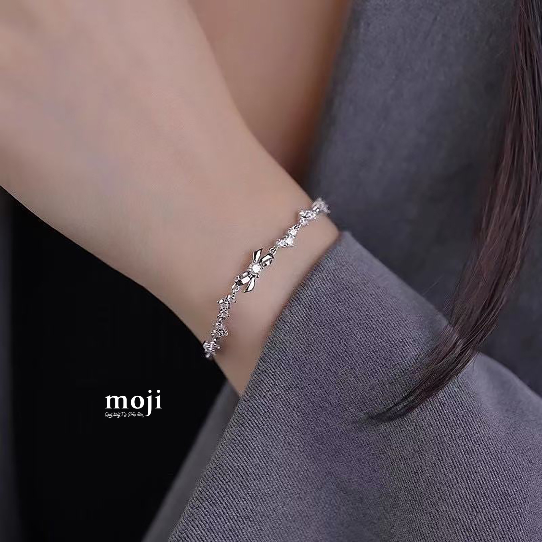 A.840 Vòng đeo tay Bow nơ chuỗi ngôi sao đính đá