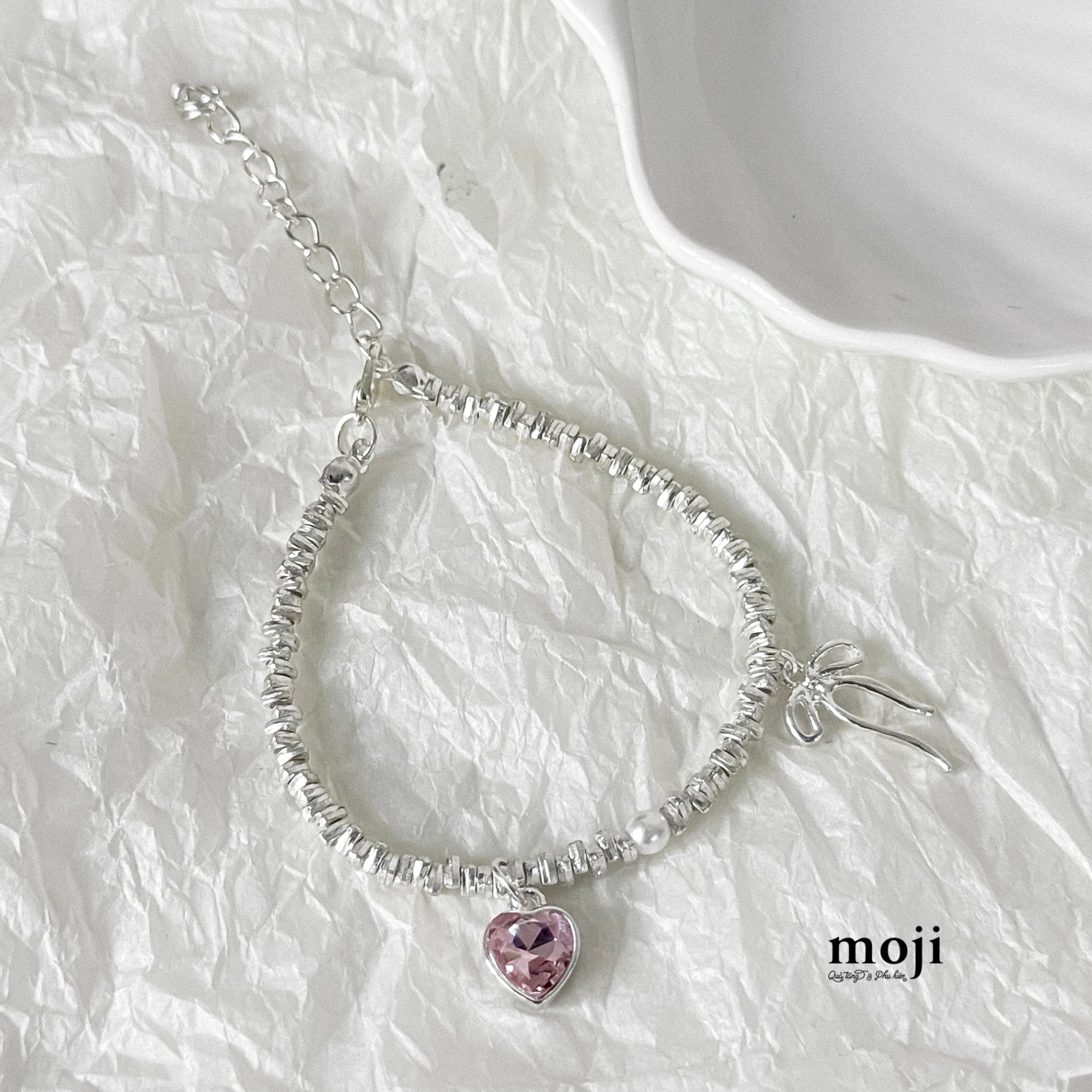 A.840 Vòng đeo tay Bow nơ heart chuỗi hạt 1 màu