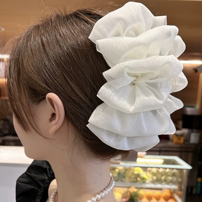 Kẹp Tóc Càng Cua Nơ Bong Bóng Lưới Cỡ Lớn – Phong Cách Hàn Quốc, Sang Trọng, Giữ Tóc Chắc Cho Nữ