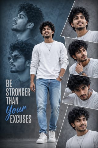 Modern Blue Aesthetic Male Portrait Poster