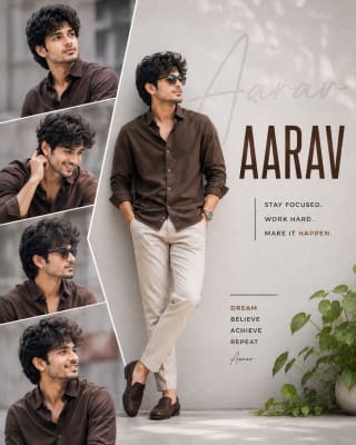 Stylish Boy Motivation Poster AI Prompt Cinematic Aesthetic Portrait Collage