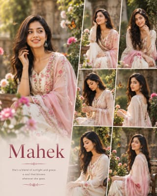 Cinematic Saree Girl Portrait Aesthetic Collage Design