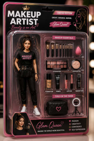 AI Makeup Artist Action Figure Prompt – Create Luxury Blister Packaging