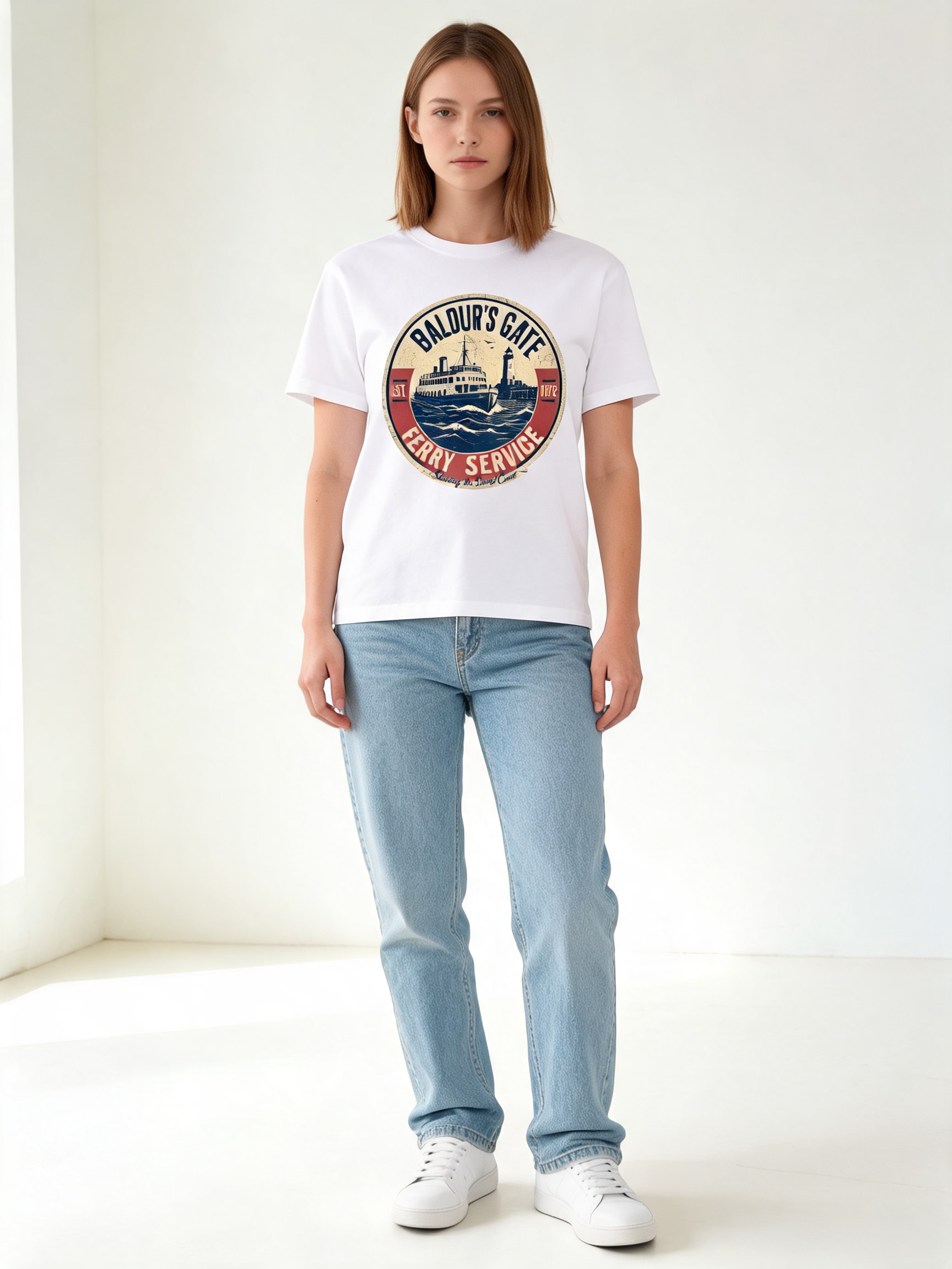 Look minimalista com camiseta branca básica combinada com calça jeans clara e tênis branco