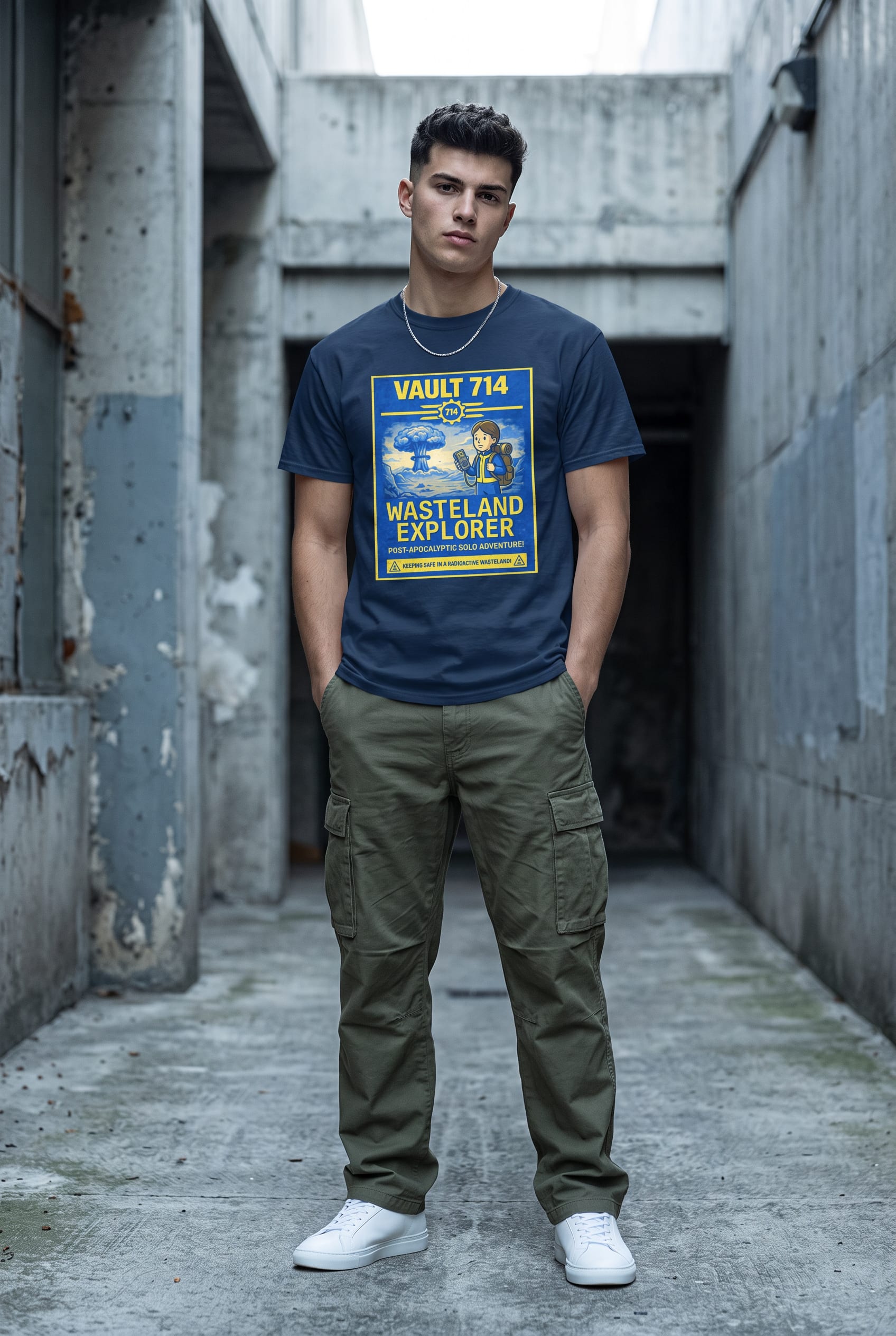 Modelo usando look streetwear moderno com camiseta oversized