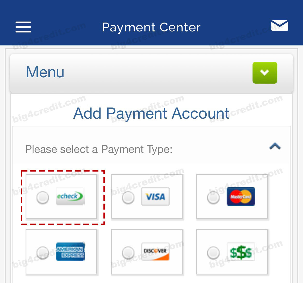 Screenshot of a property's residential online portal