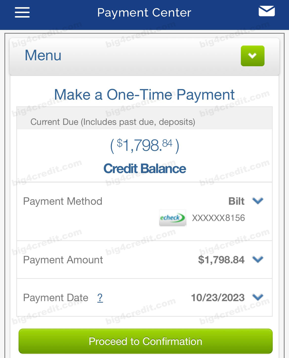Screenshot of a property's residential online portal