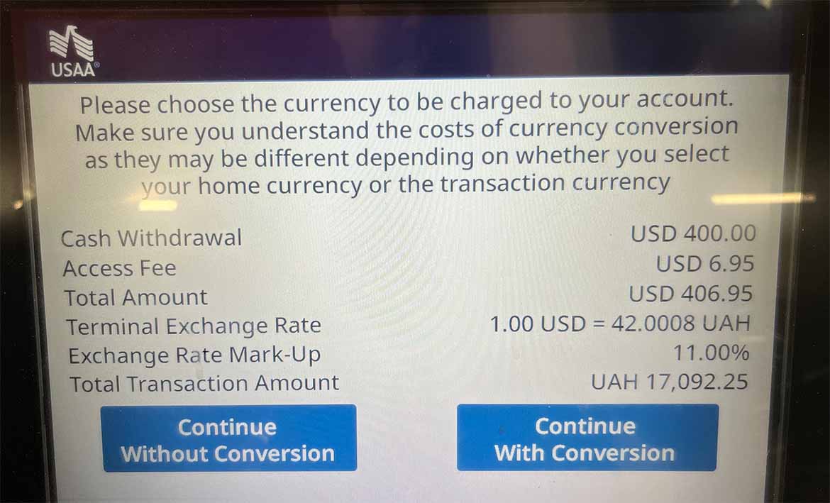 Walgreens' ATM screen