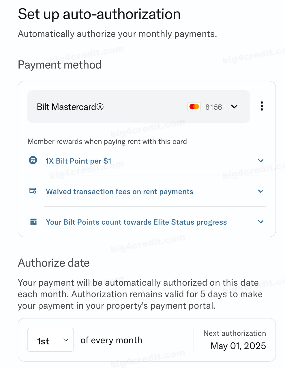 Screenshot of Bilt app