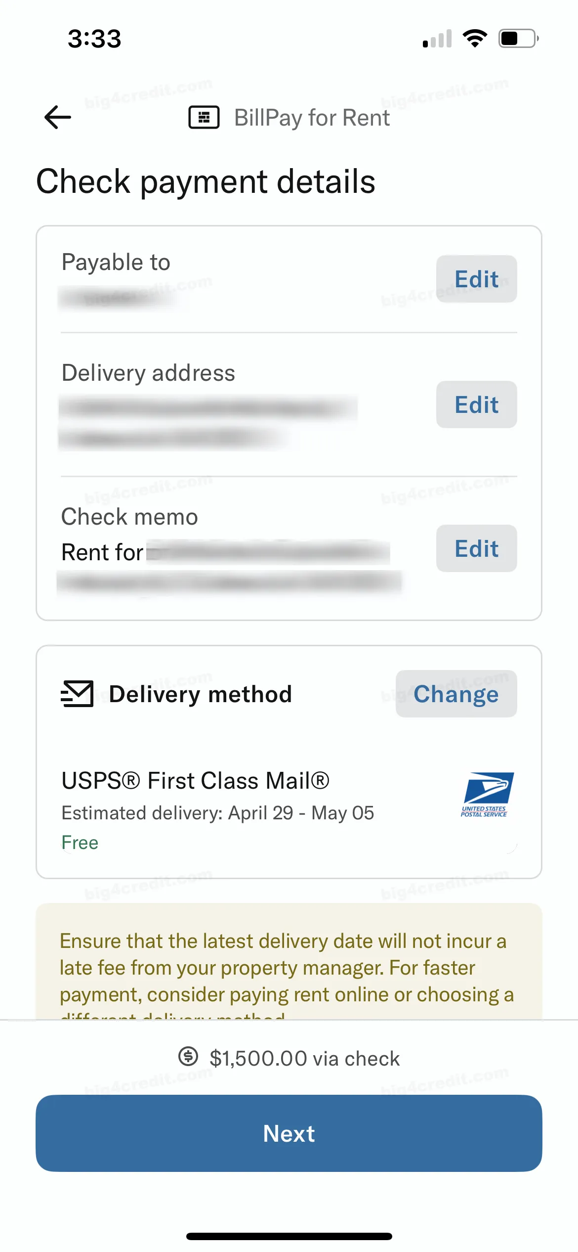 Screenshot of Bilt app