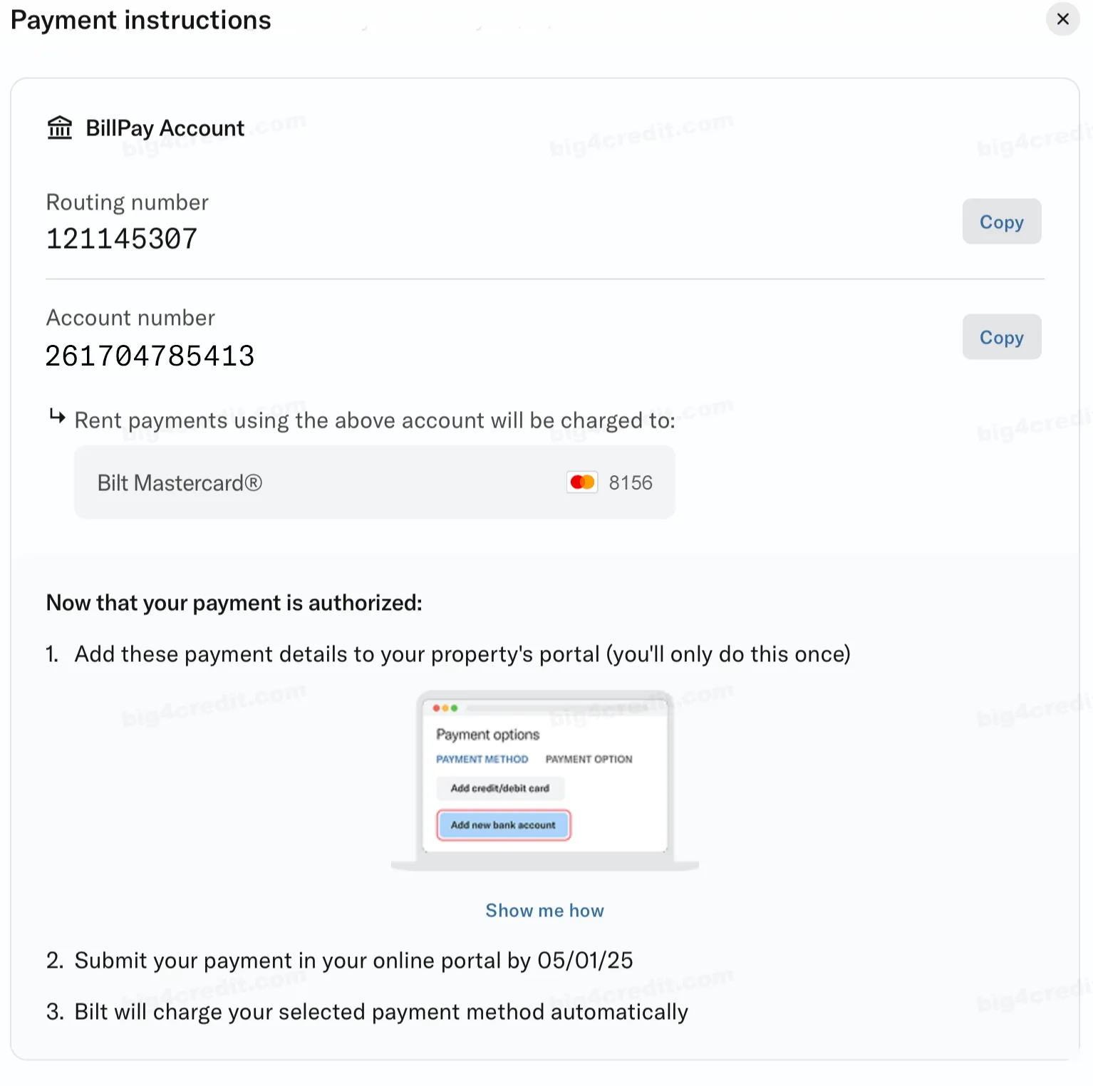 Screenshot of a Bilt Rewards account