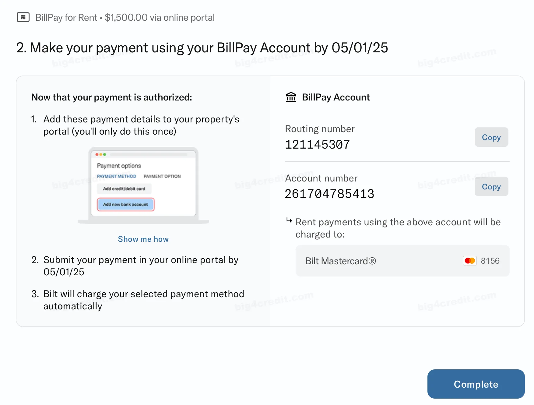 Screenshot of a Bilt Rewards account