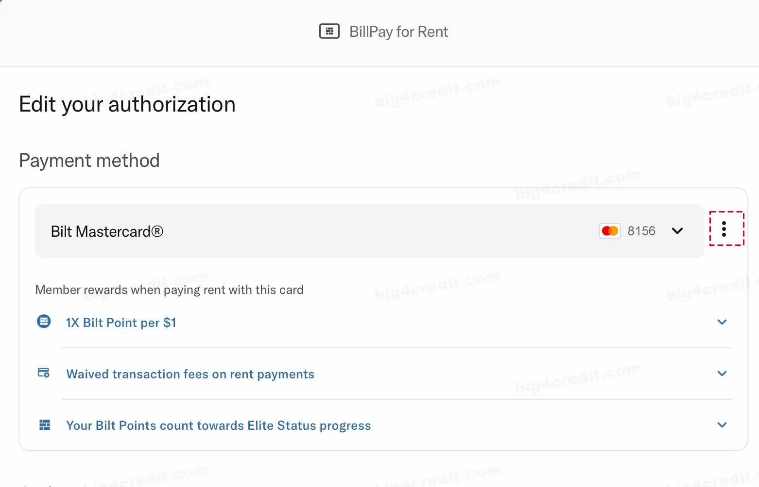 Screenshot of a Bilt Rewards account