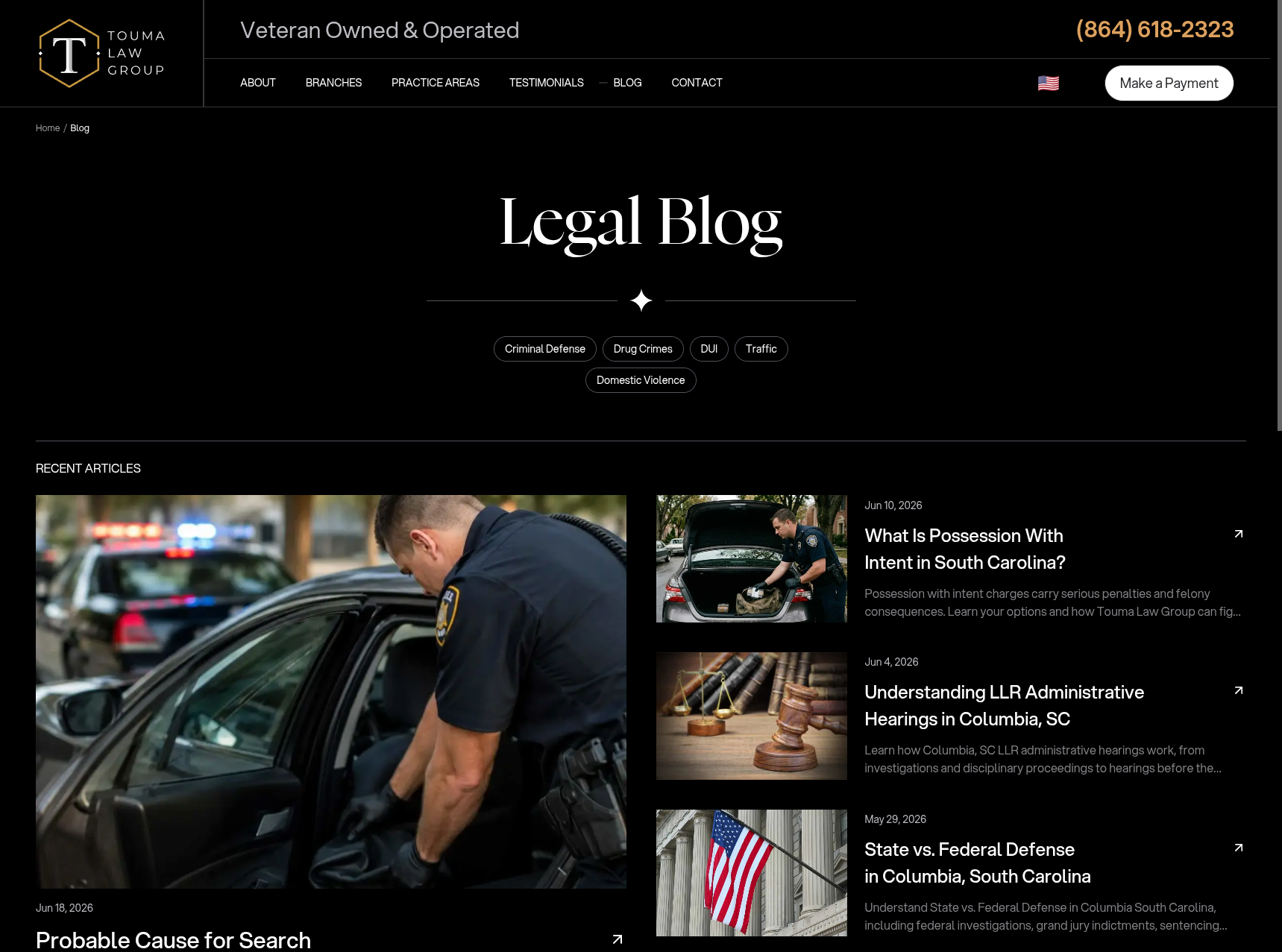Blog legal del sitio web de Touma Law Group