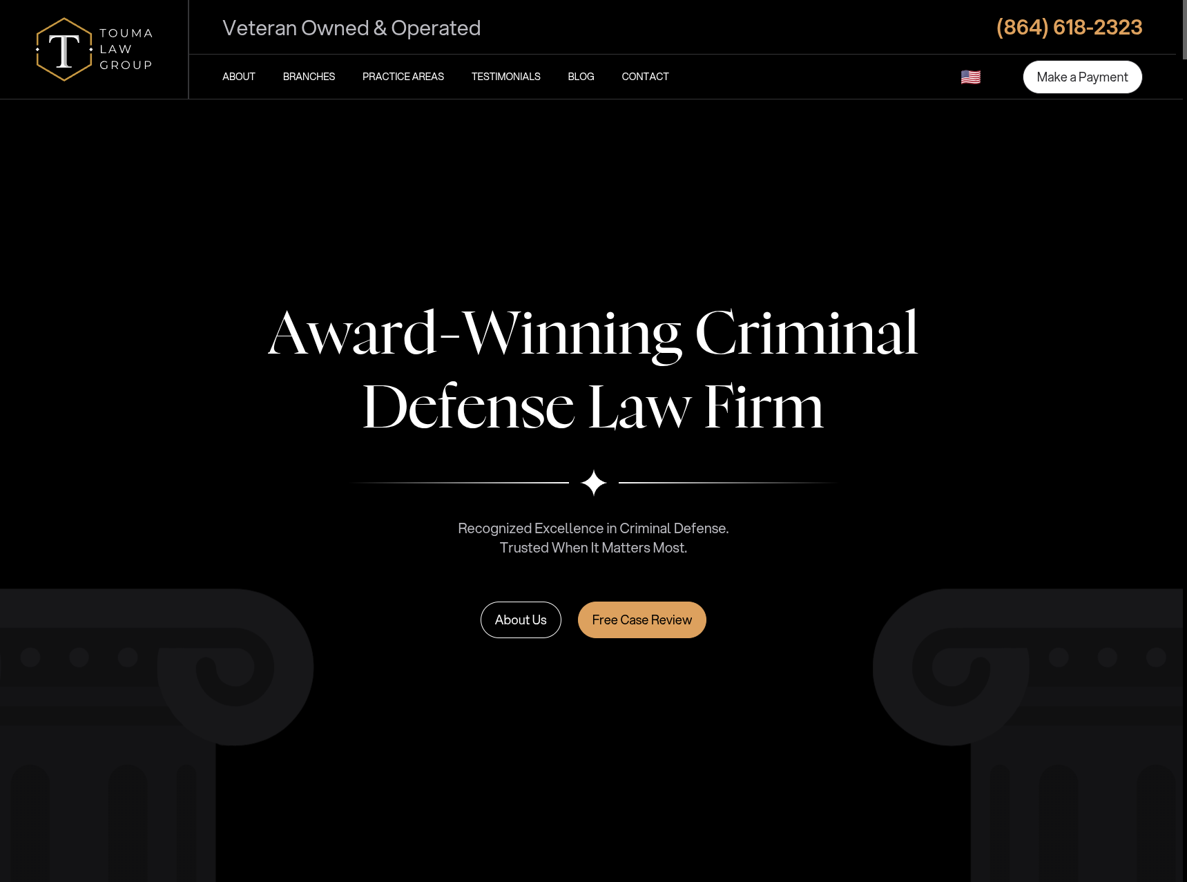 Captura de la página principal de Touma Law Group