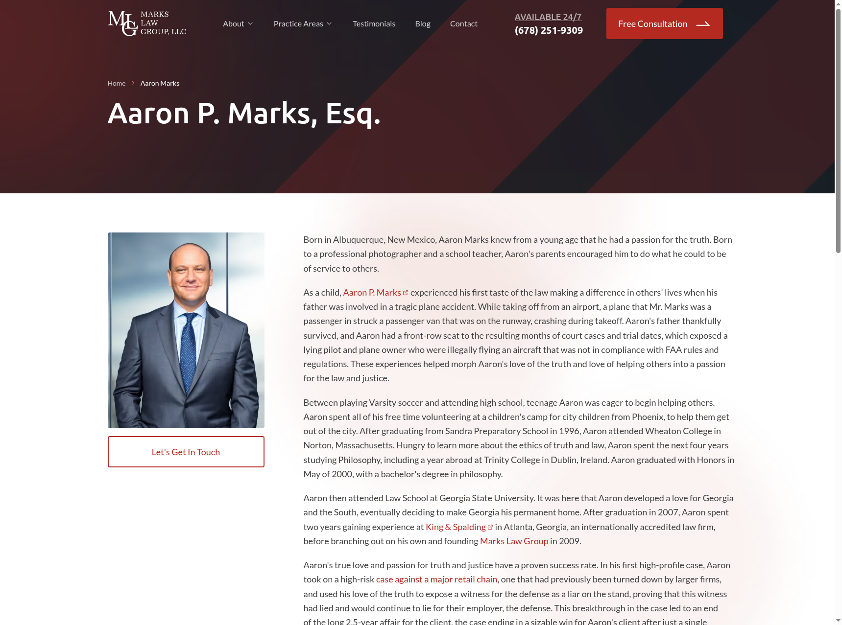 Página sobre Marks Law Group