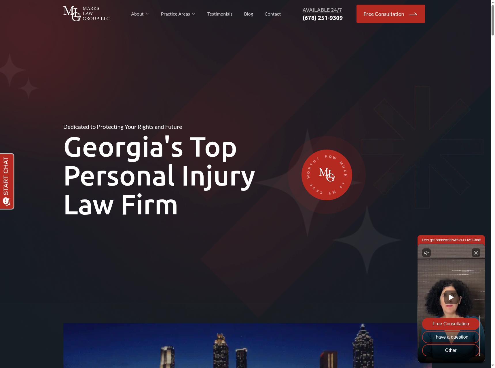 Captura de la página principal de Marks Law Group