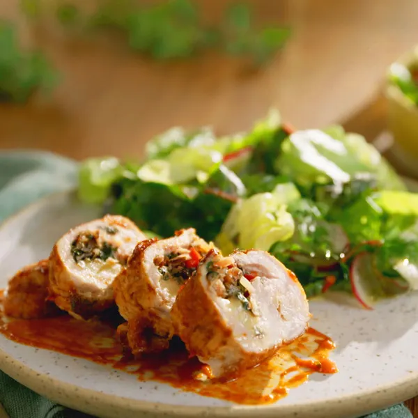 Escalopes de dinde farcies à la sauce BBQ