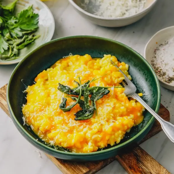 Risotto à la courge kabocha et son ragoût de morilles