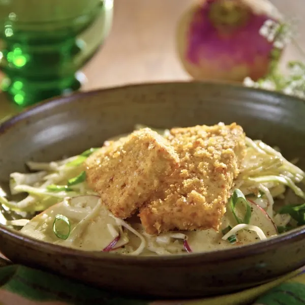 Tofu croustillant et salade de chou