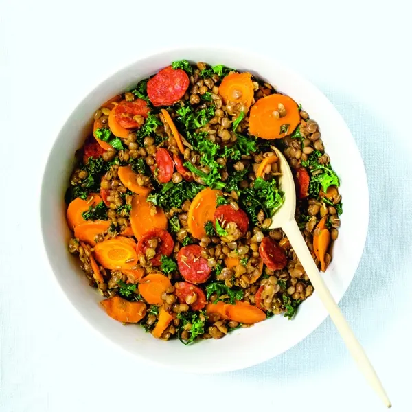 Salade chaude de lentilles et de chorizo