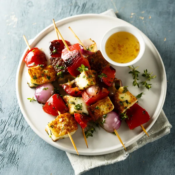 Brochettes de poulet et halloumi