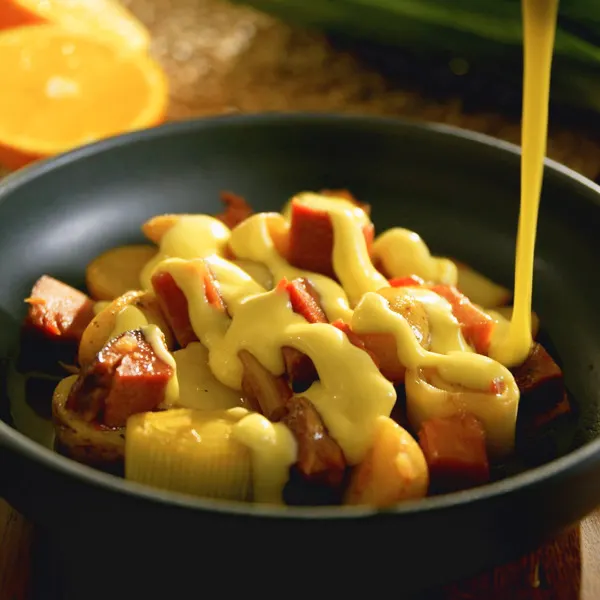 Casserole de poireaux à la sauce hollandaise à l’orange