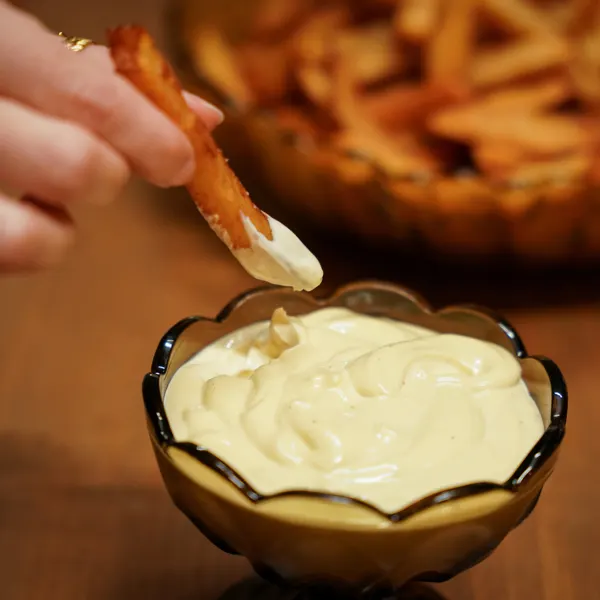 Frites et mayonnaise au gras de canard