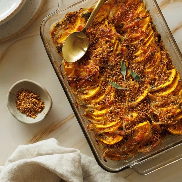 Gratin à la courge butternut, parmesan et sauge