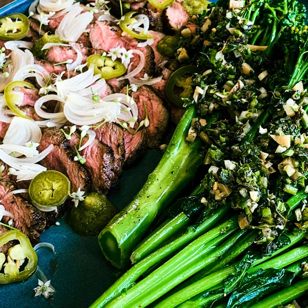 Tataki de gigot de chevreau et ses marinades