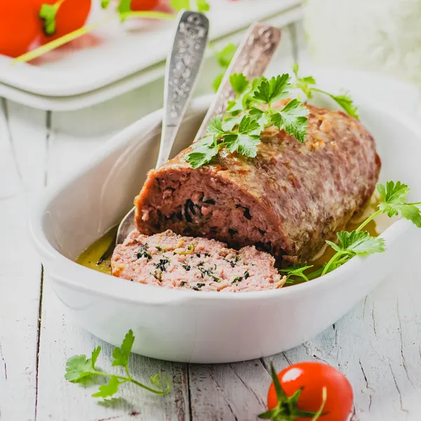 Pain de viande « pas de viande » coulis aigre-doux 