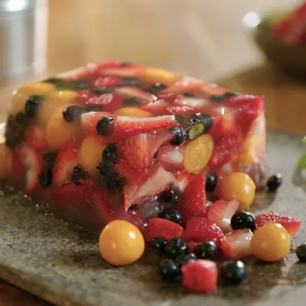 Aspic aux petits fruits et à la verveine
