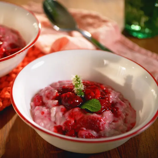Pouding au riz et à la framboise