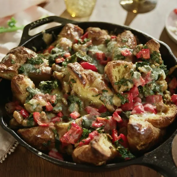 Croissants dorés aux légumes et aux saucisses