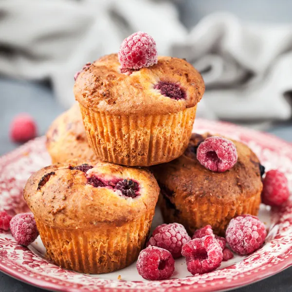 Muffins sans gluten aux framboises