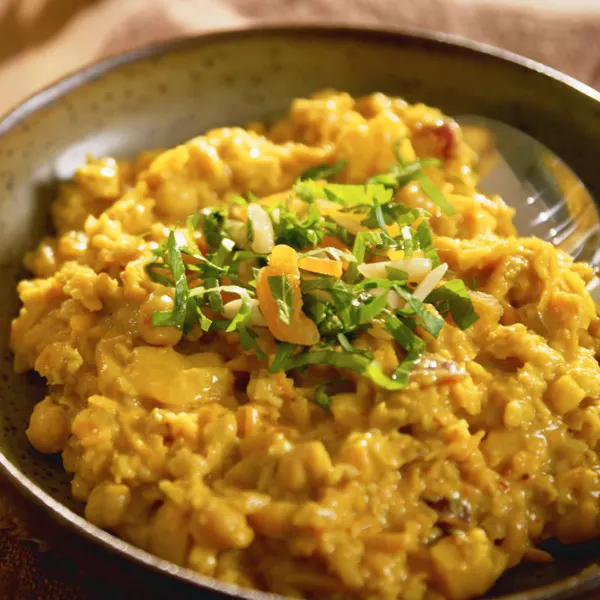 Gruau salé à la patate douce et pois chiches