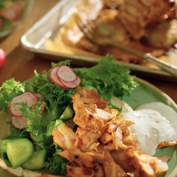 Poulet shawarma et salade de concombre