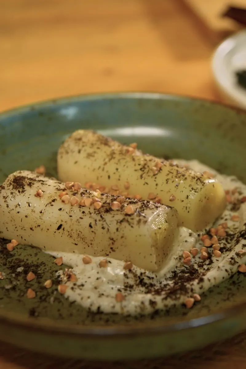 Poireaux fondants et calcinés