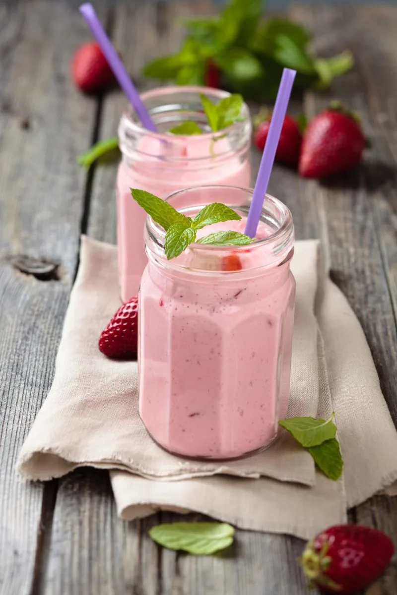 Lait frappé aux fraises