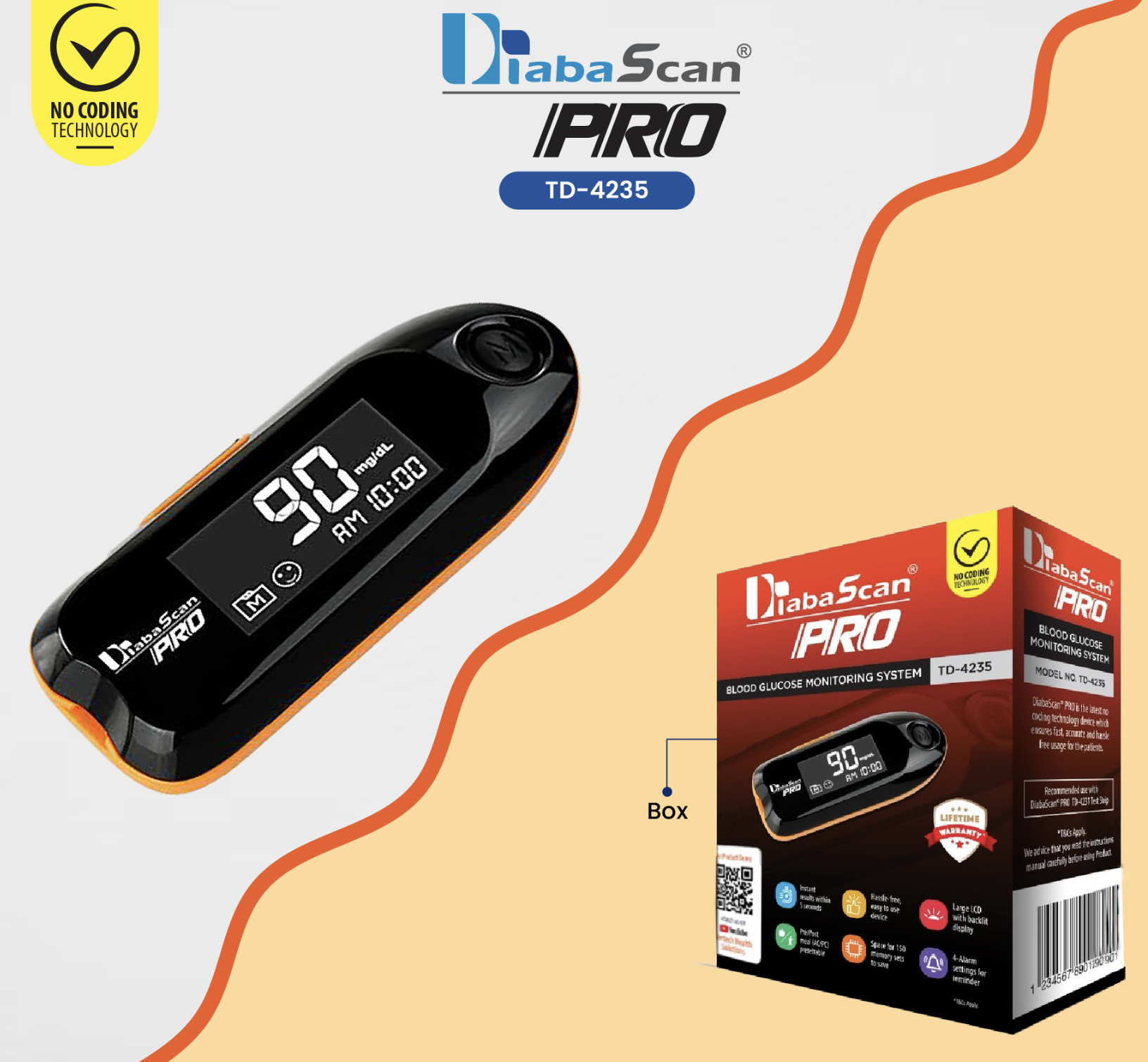 Diabascan Pro Glucometer Monitoring System (TD-4235)