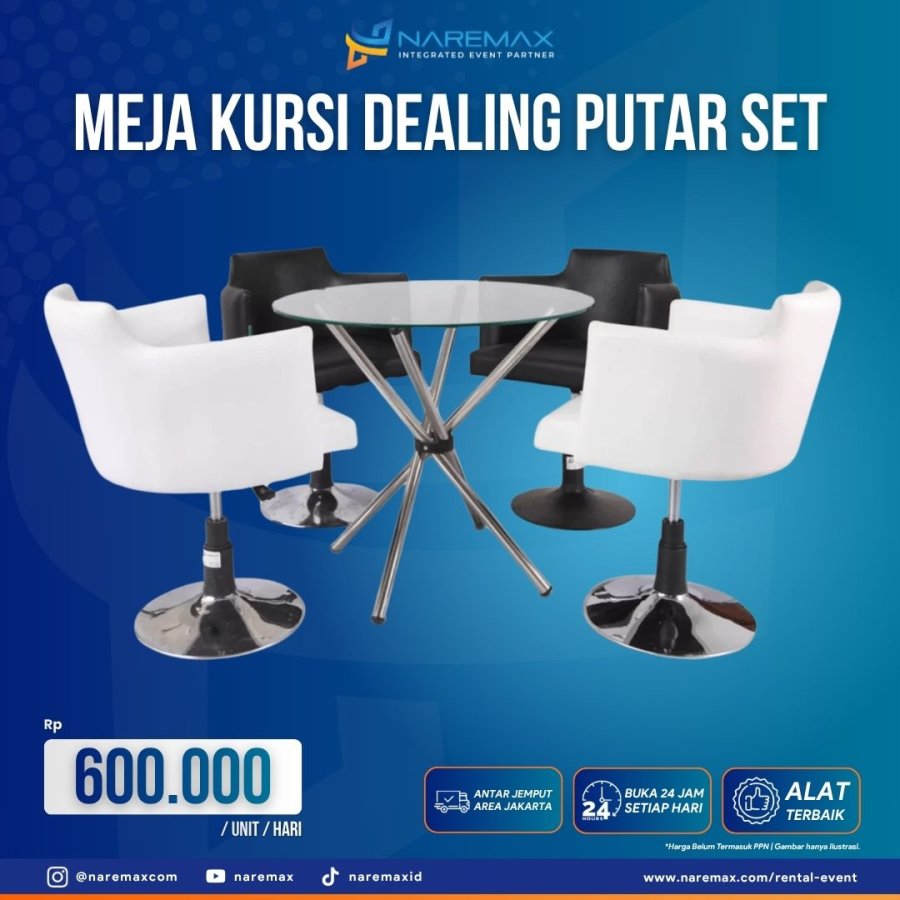 Meja Kursi Dealing Putar Set — sewa di NAREMAX Sewa Meja Kursi Dealing Putar Set (Furniture) untuk event di Jakarta — NAREMAX