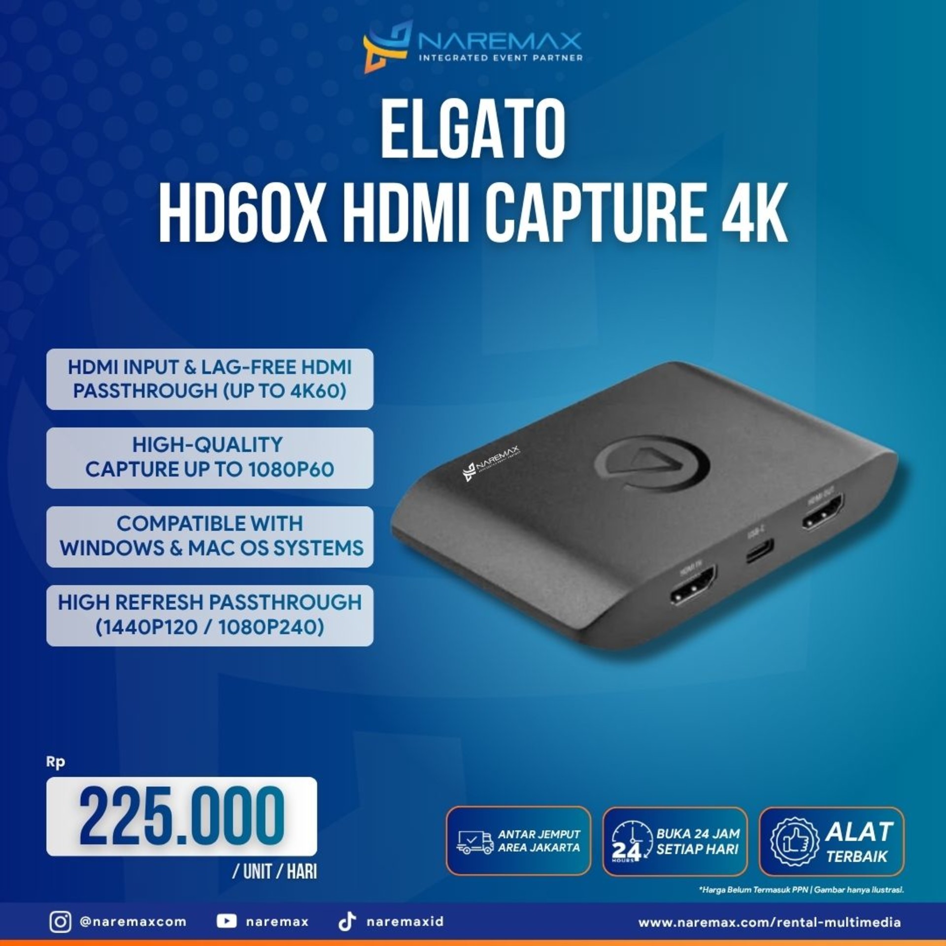 Sewa Elgato HD60X HDMI Capture 4K (Video & Capture) untuk event di Jakarta — NAREMAX